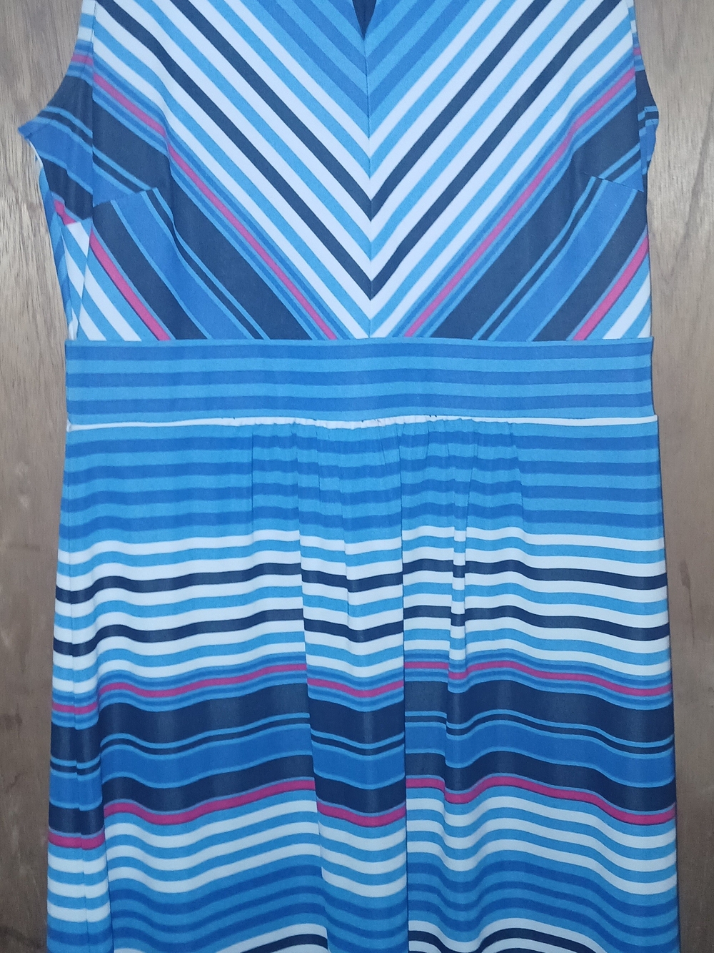 Talbots Blue and White Striped Sleeveless Dress